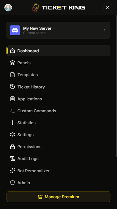 The opened mobile sidebar menu
